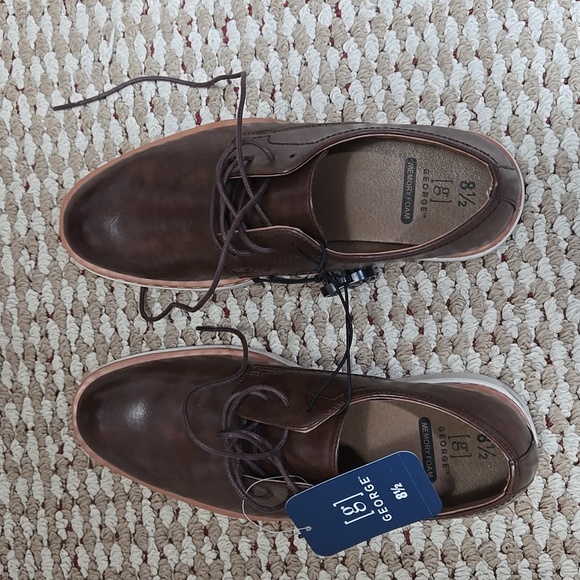 George Memory Foam Kradinn Dress Oxford Size 8.5 Dark Brown Shoes - Picture 2 of 3